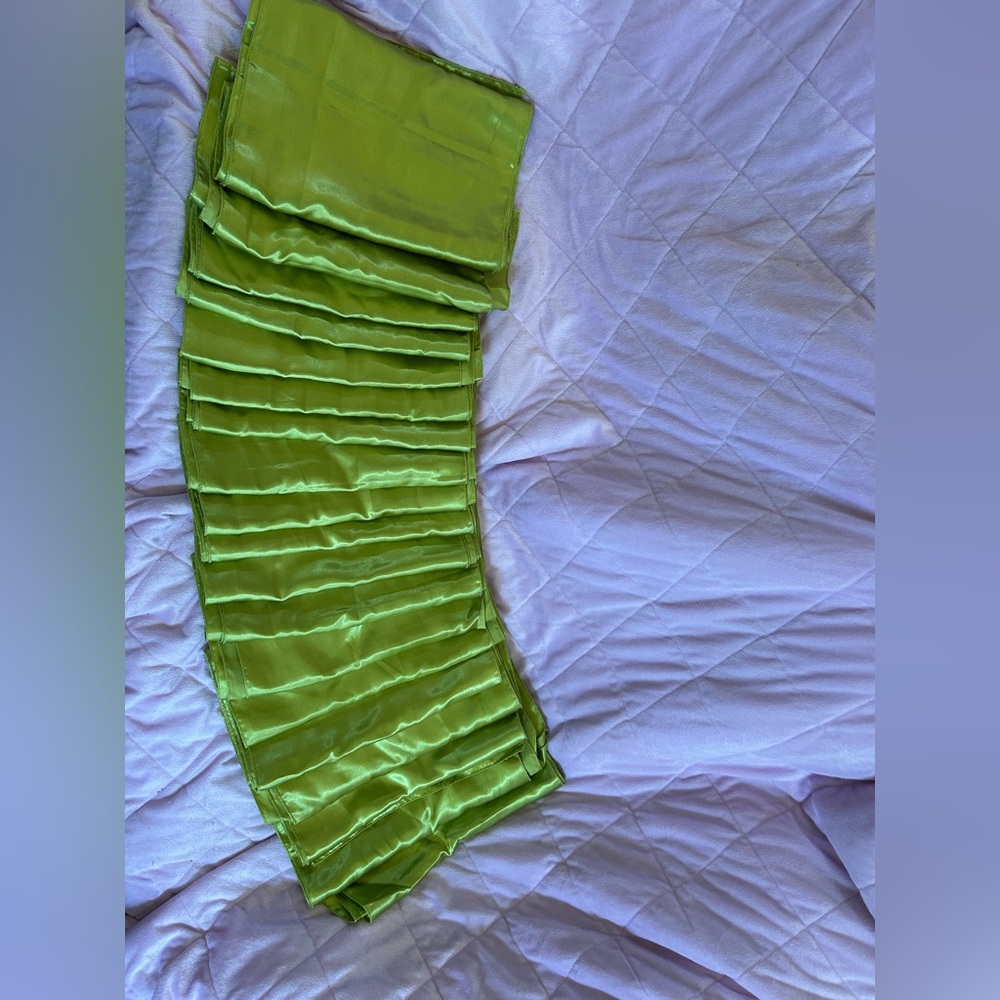 Vibrant Green Satin Table Runner